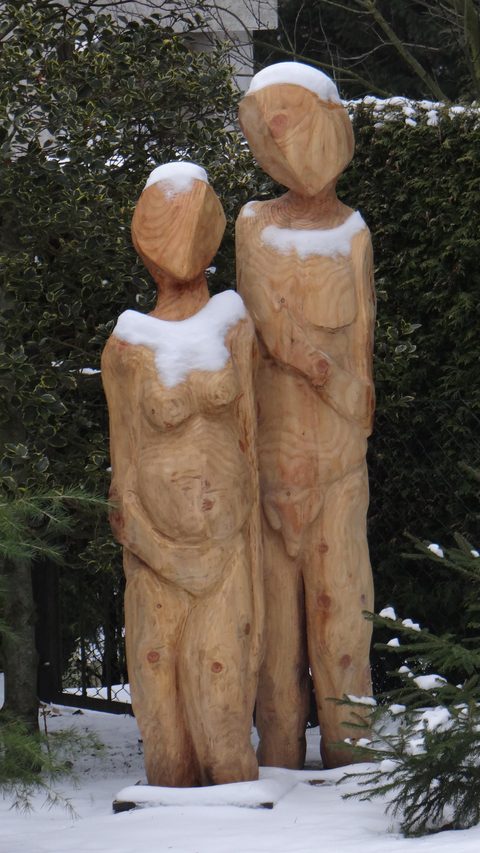 Paar 2 – holzskulpturen, Douglasie