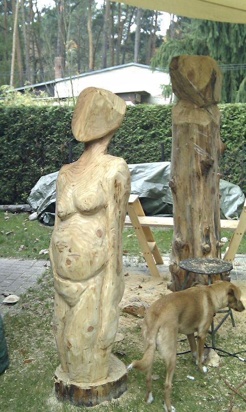 Paar 2 – holzskulpturen, Douglasie