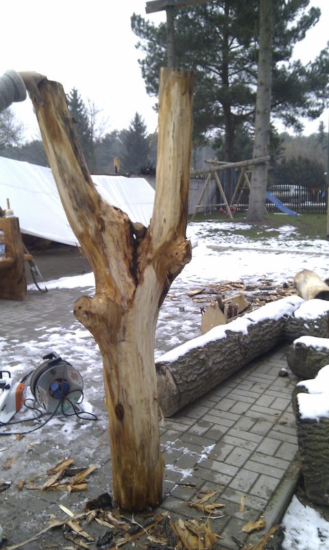Schicksal – holzskulpturen, Apfel