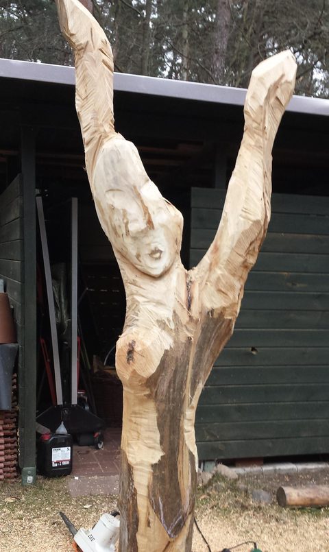 Schicksal – holzskulpturen, Apfel