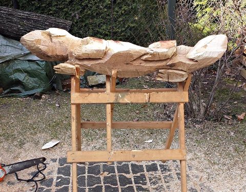 Waranus – holzskulpturen, Eiche