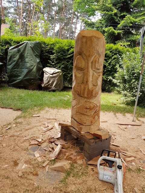 hölzerne Moai - Dreiergruppe – holzskulpturen, Eiche