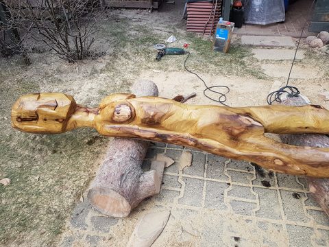 magersucht – holzskulpturen, Robinie